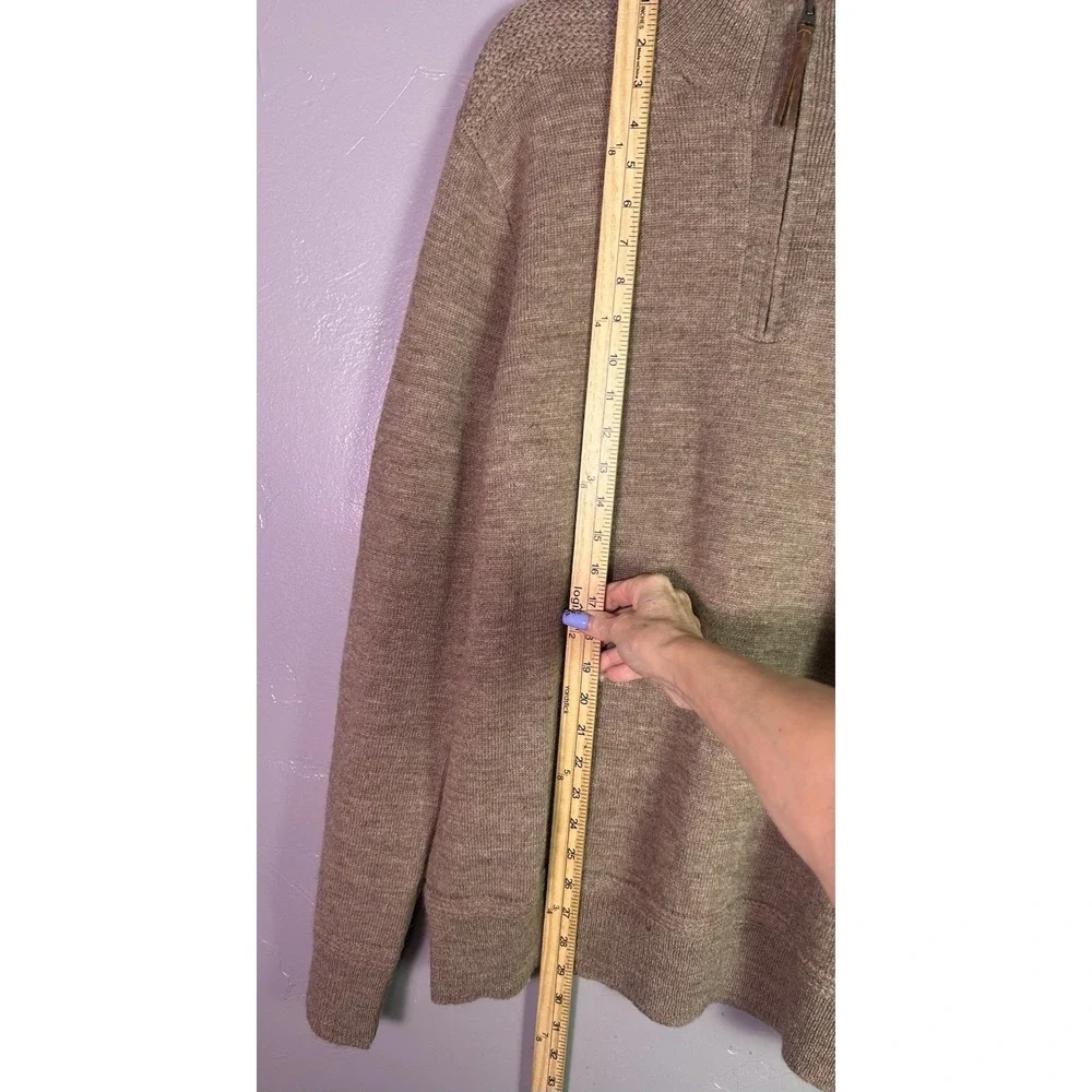 J.Crew Sweater Men's XL Tan Classic 100% Merino Wool Long Sleeve 1/4-Zip